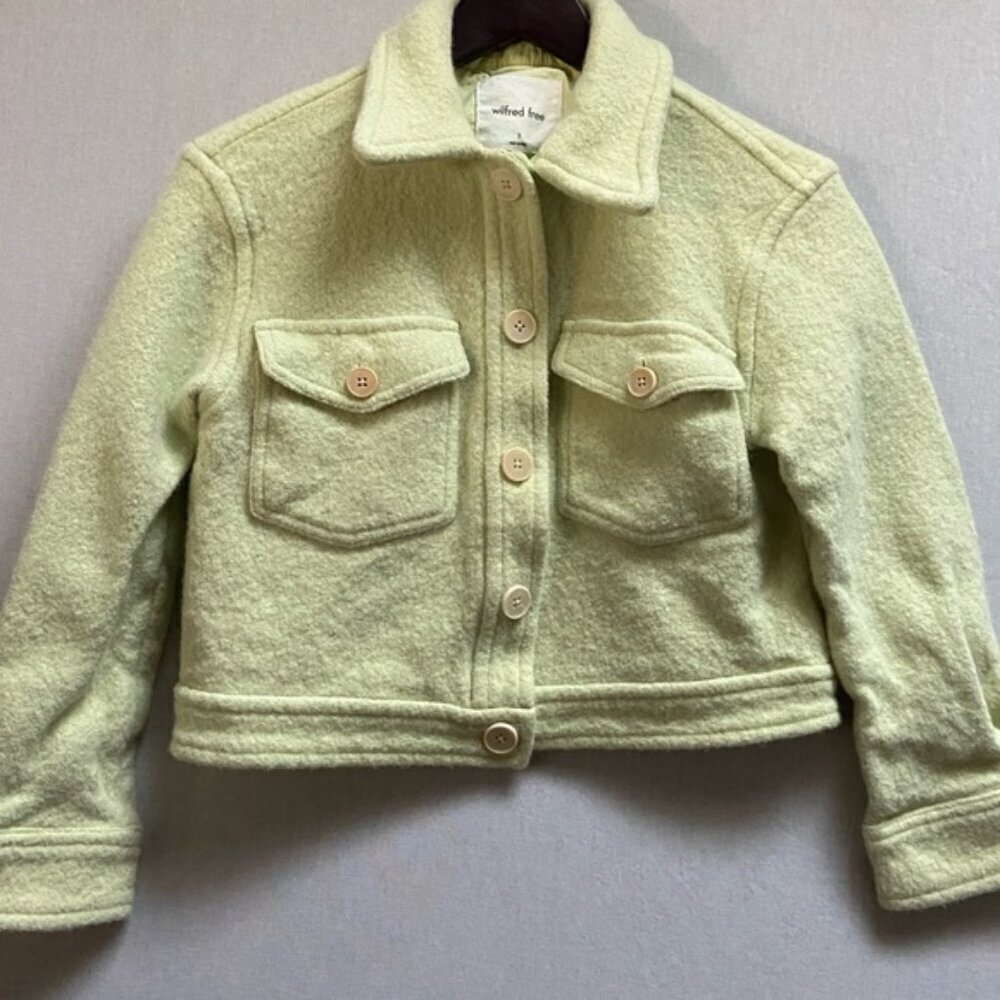 Aritzia Wilfred Free Cropped Ganna Shacket Merino Wool Button Jacket Size S